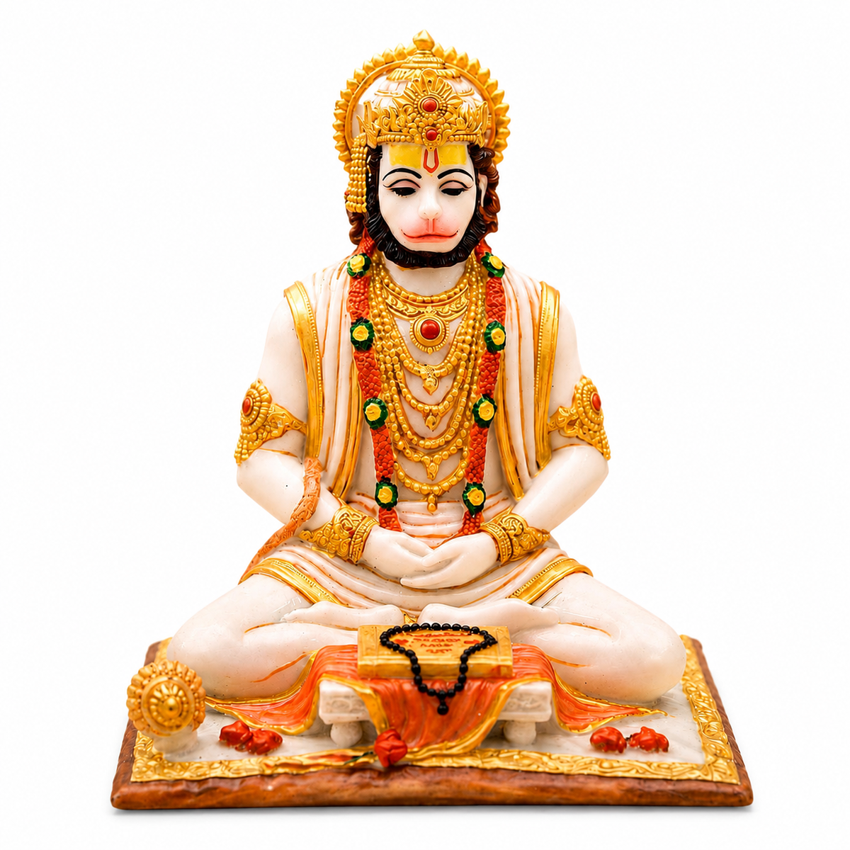 Seated Hanuman Statue | Bajrangbali Murti, Strength, Spiritual Protection Decor