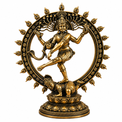 Nataraja Statue, Dancing Shiva Sculpture, Antique Finish Brass Idol, 6 Inch Yoga Decor
