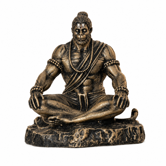 Meditating Hanuman Statue, Small Bajrangbali Idol, Resin Art, Car Dashboard Decor, Spiritual Gift