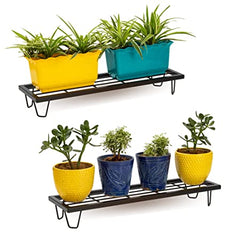 Black Heavy Metal Flower Pot/Plant Stand  For Home Garden Balcony Living Room  Decor 24 Inches (Black-Set Of 2)